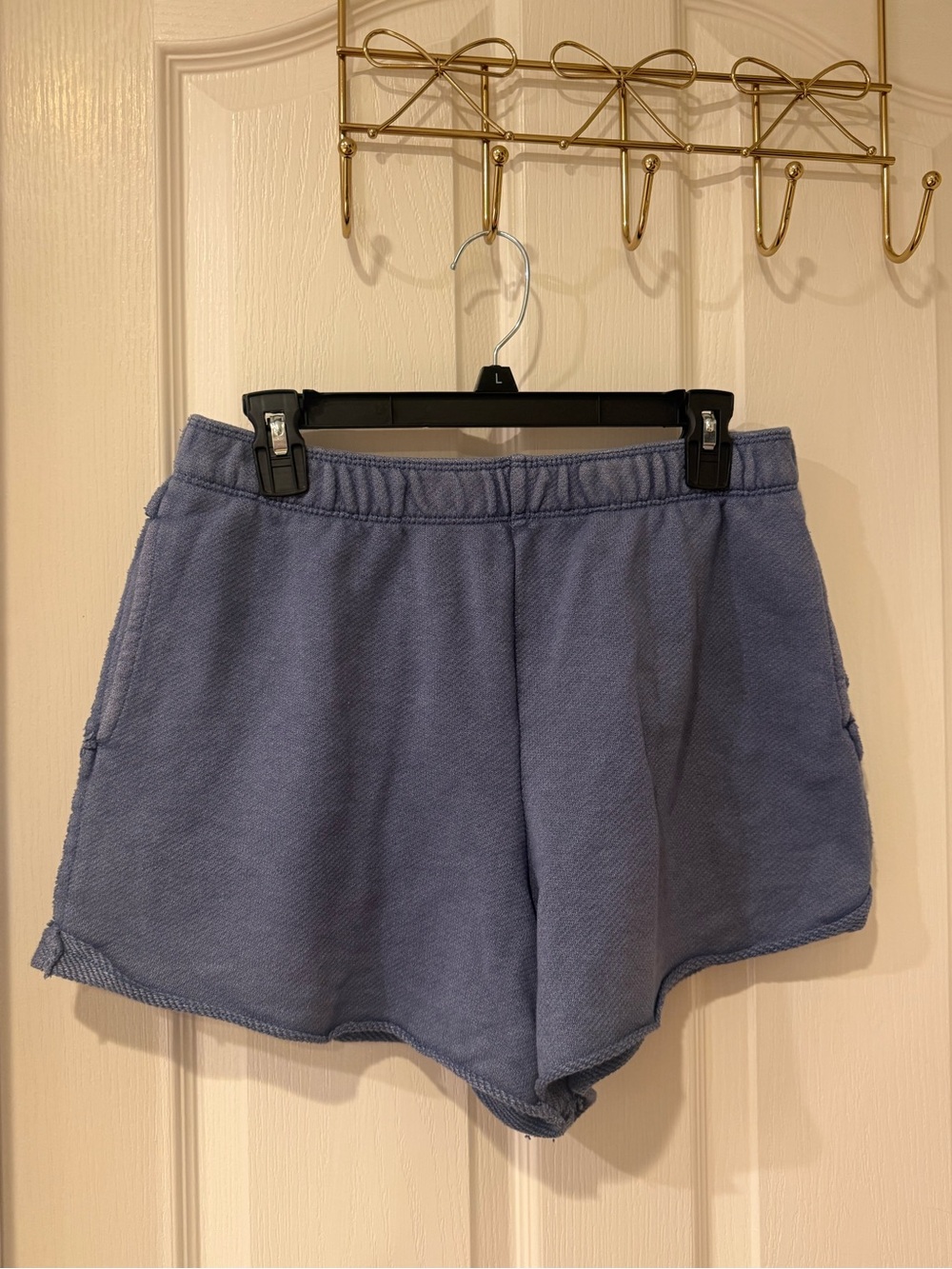 Aerie Navy Blue Washed Fleece Lounge Shorts Medium Raw Hem Pockets